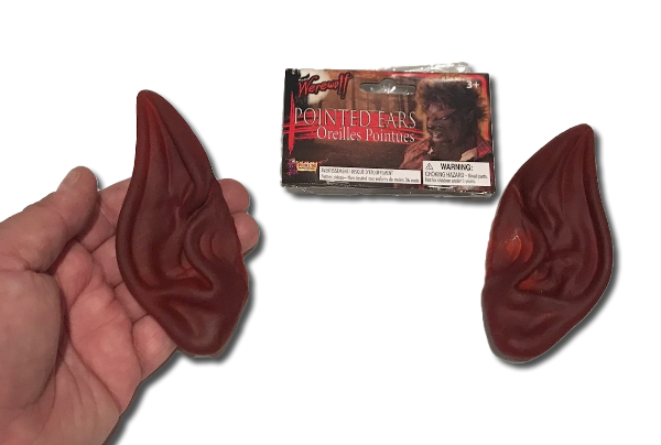 POINTED BROWN WEREWOLF EARS Wolf Rubber Vinyl Set Monster Pointy Elf Devil Pair