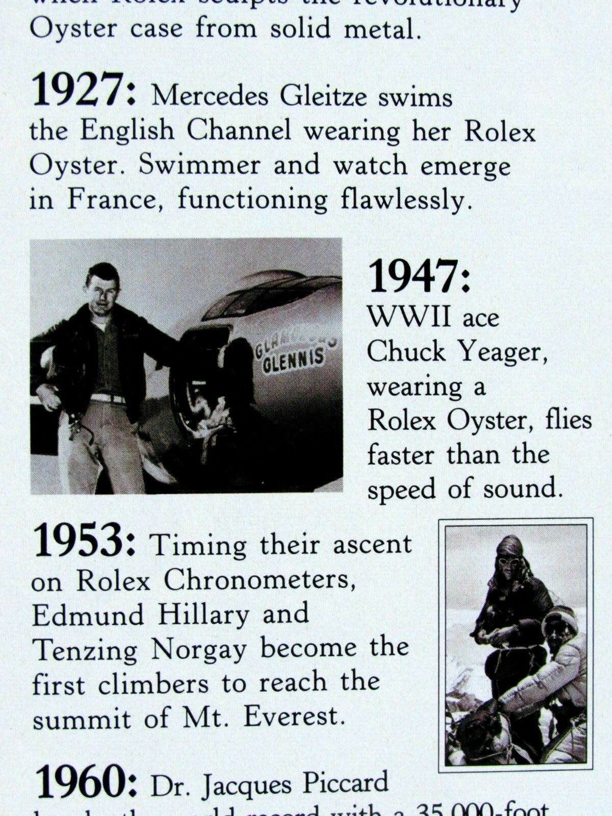 1996 Rolex Chuck Yeagar Hurley Haywood Vintage Original Print Ad 8.5 x 11"