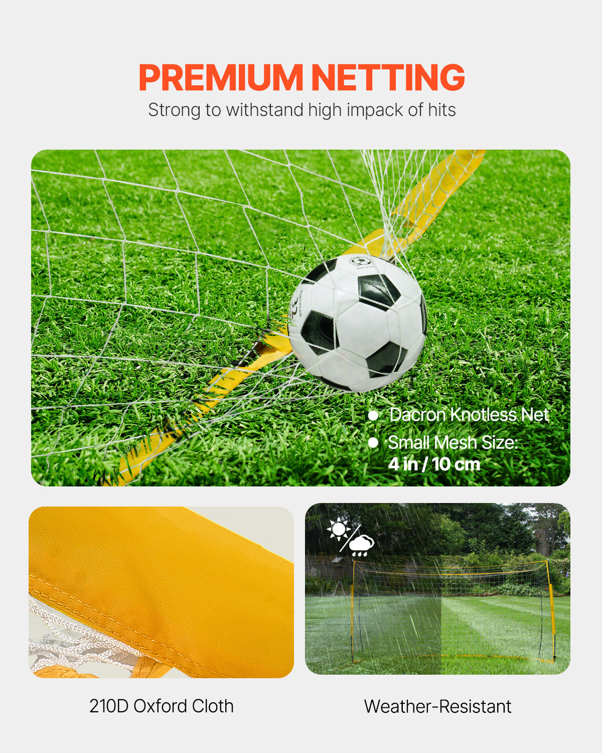12x6 ft Portable Soccer Goal Kids Soccer Net Carry Bag Backyard Training Yellow