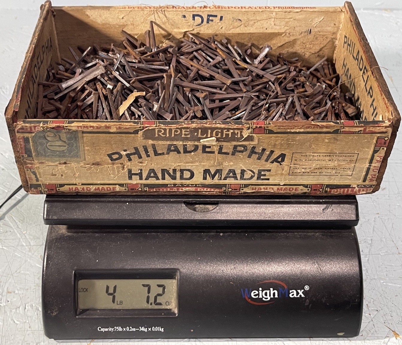 New Old Stock Antique Hand Cut Square Head Nails. 4.7 Pounds. Approximately 1300