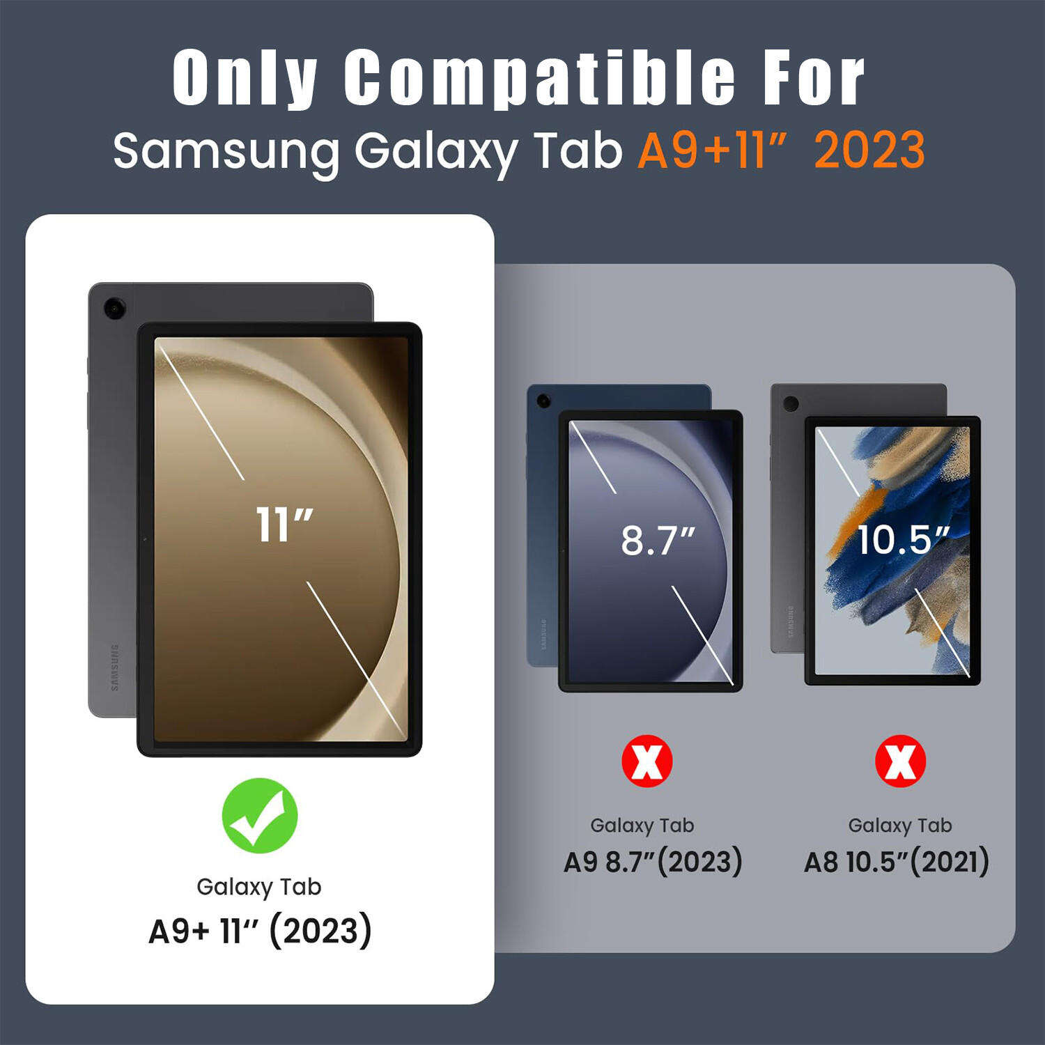 For Samsung Galaxy Tab A11+ 360° Rotatable Tablet Case Cover / Screen Protector