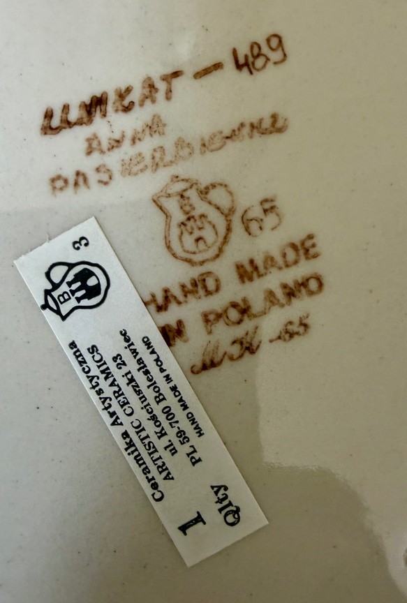 1999 Polish Pottery Fluted Bowl 11" Ceramika Artystyczna Multi-Color UNIKAT