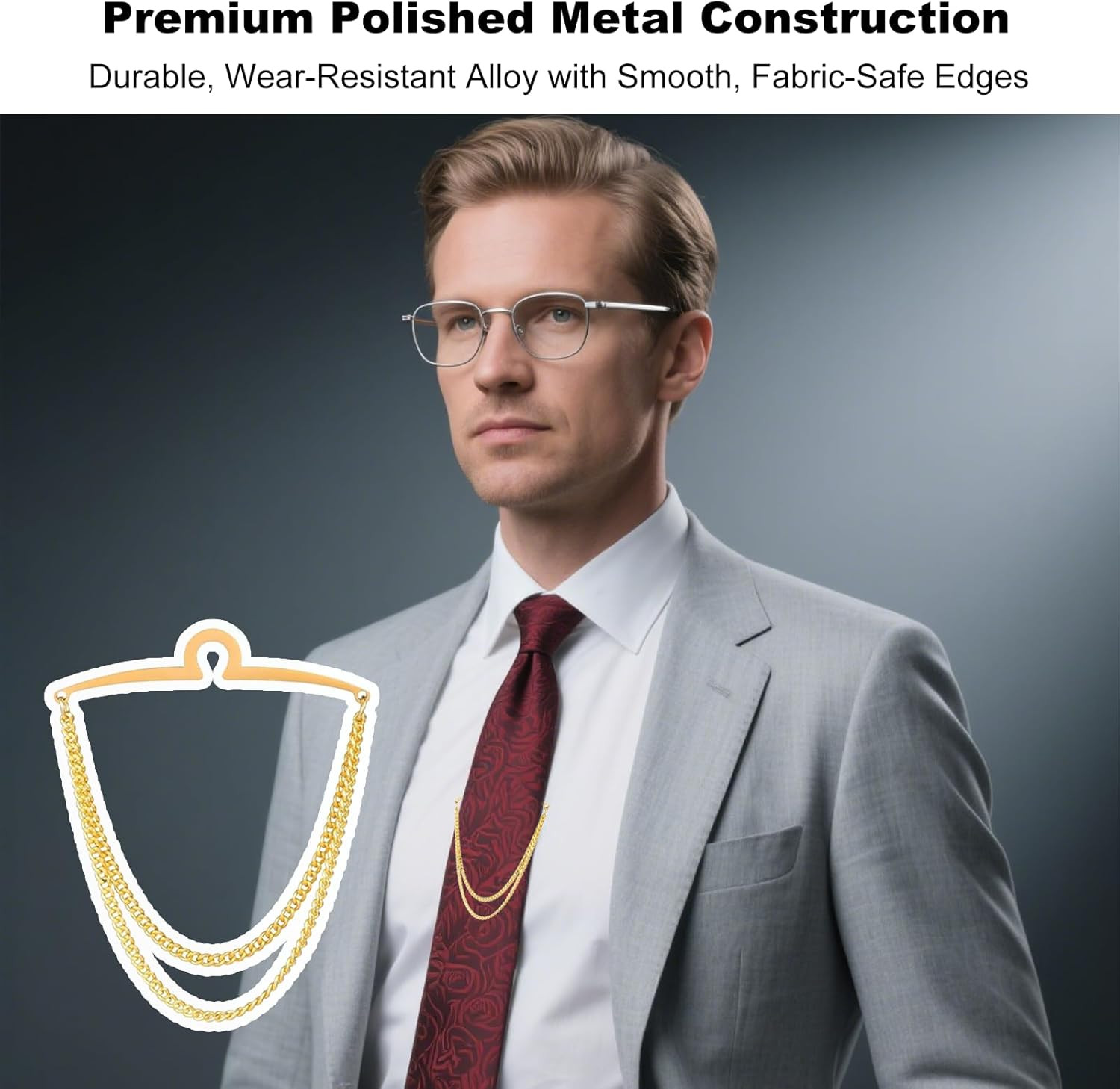 2Pcs Tie Chain for Men with Clasps Tacks Men'S Accessories Suit Vest Neck Clips