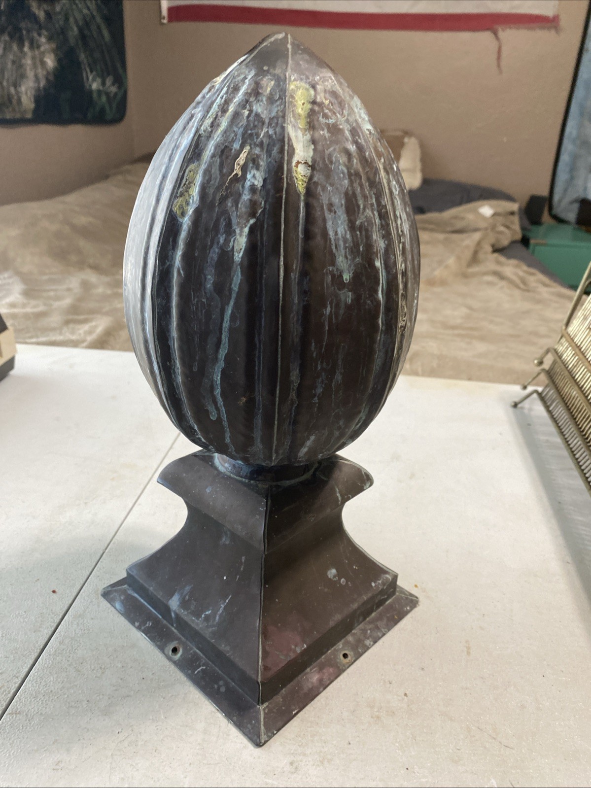 Unique Large Copper Newel Post Finial Topper. Very Nice Patina