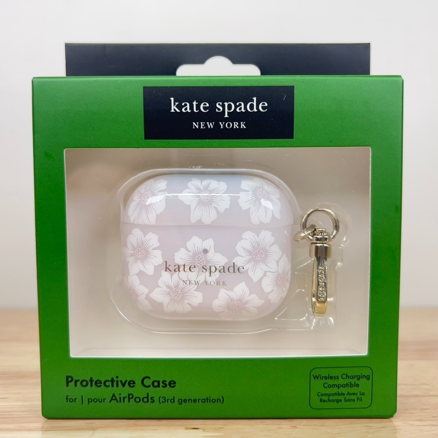 NEW Kate Spade Protective AirPods 3rd Gen Case Hollyhock Cream Wireless Charge