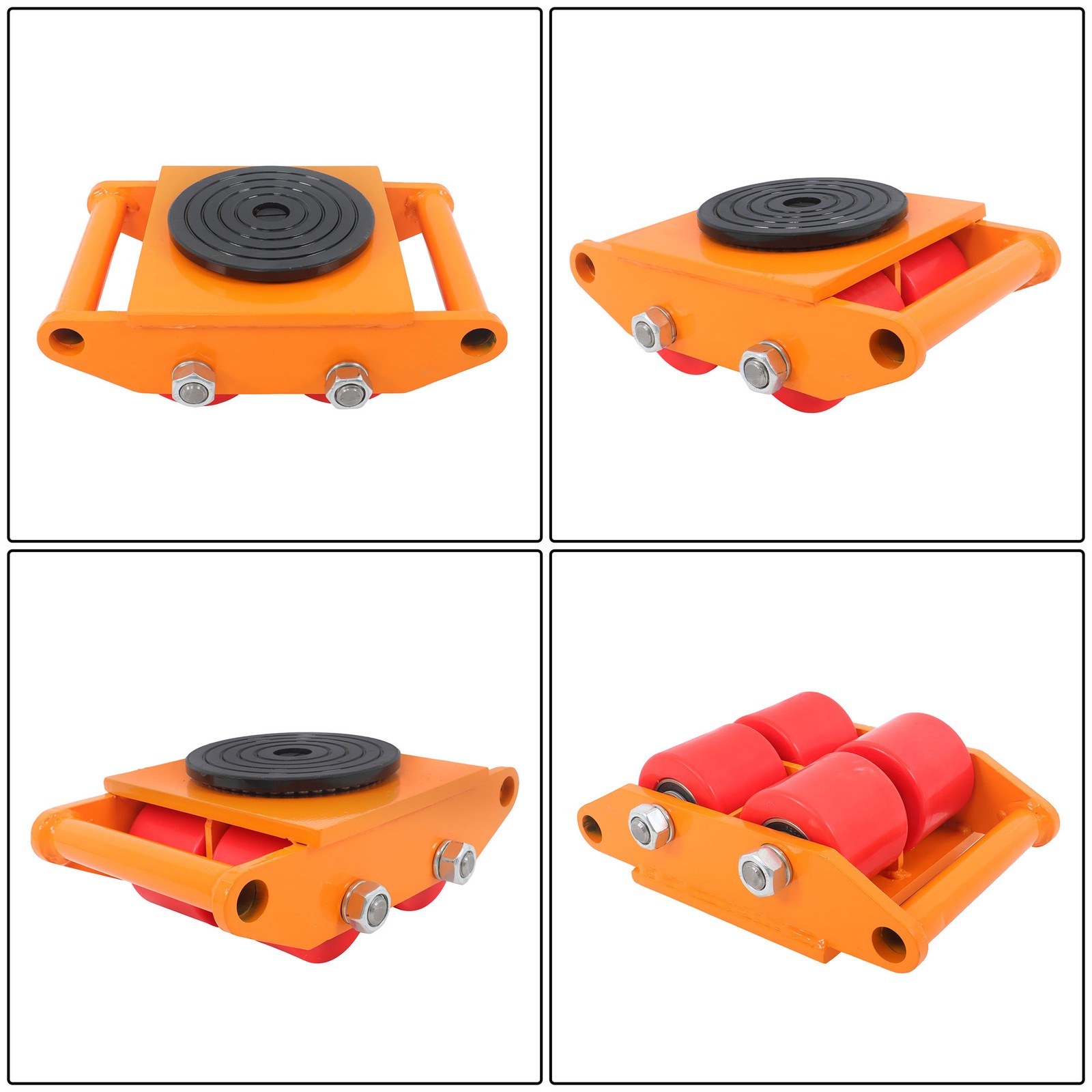 4 Pcs Heavy Duty Machinery Skates Dolly 6T/13200Lbs With Handle 360° Rotation