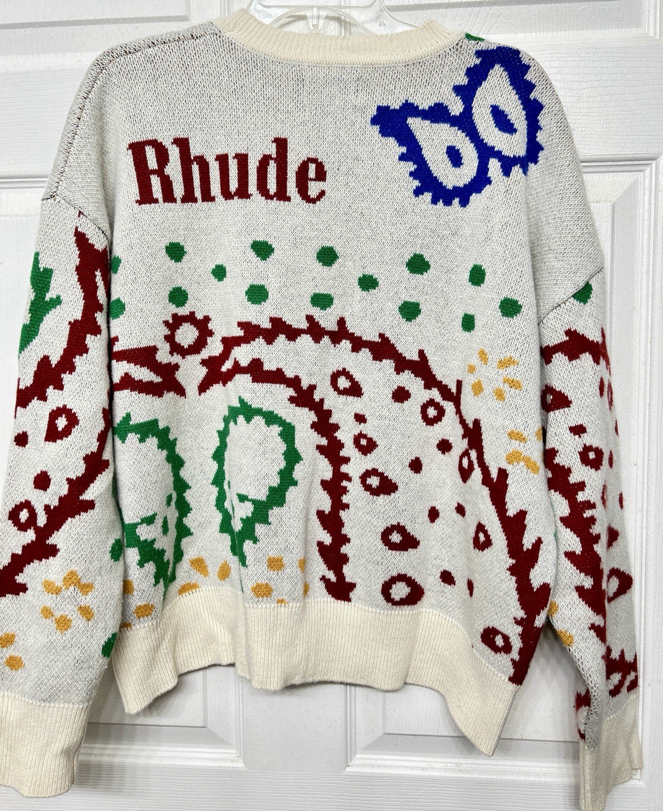 RHUDE Intarsia Knit Paisley Multi-Bandana WOOL~CASHMERE Sweater Mens See Measure