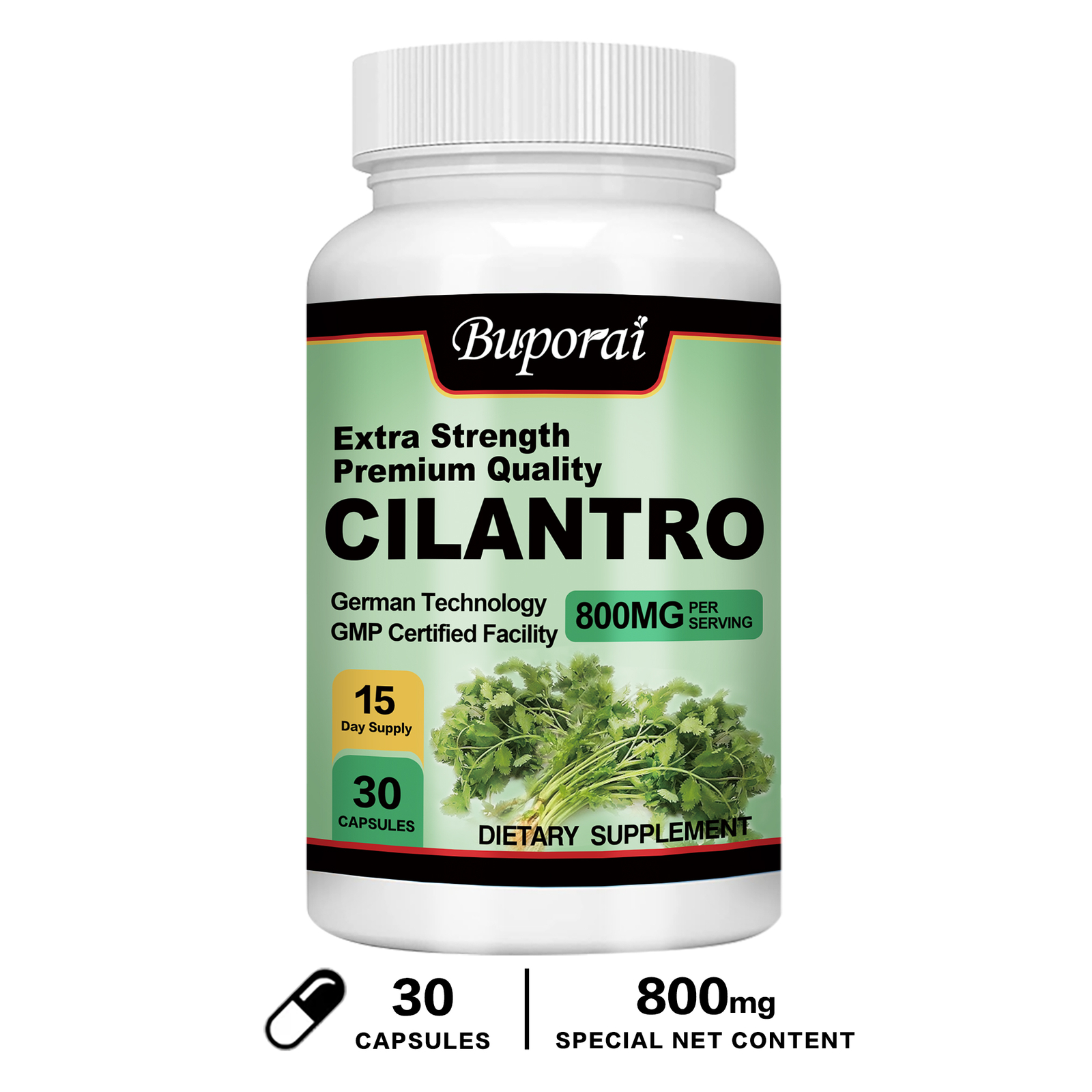 Cilantro Capsules 800mg - Cleanse & Detox, Support Digestion, Food Supplement