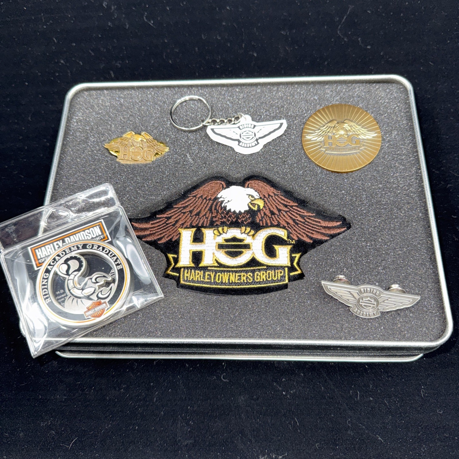 HOG Harley Owners Group Membership Welcome Patch, Pin, K Chain, & Challenge Coin