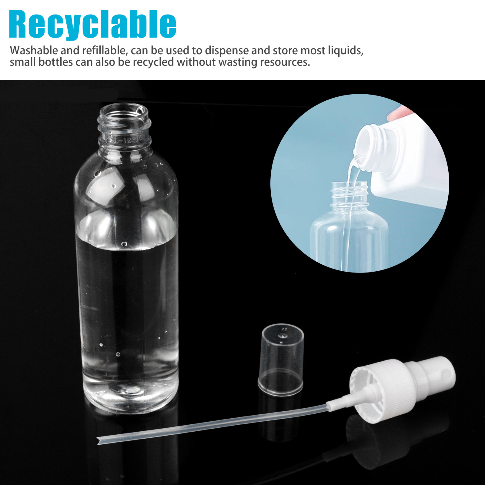 1~5PCS 30ml/60ml Travel Spray Bottle Plastic Transparent Perfume Empty Atomizer