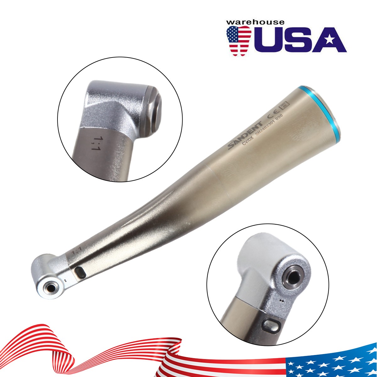 Dental Electric Handpiece 1:5/ 1:1 Fiber Optic Contra Angle/ 1:4.2 45° Surgical