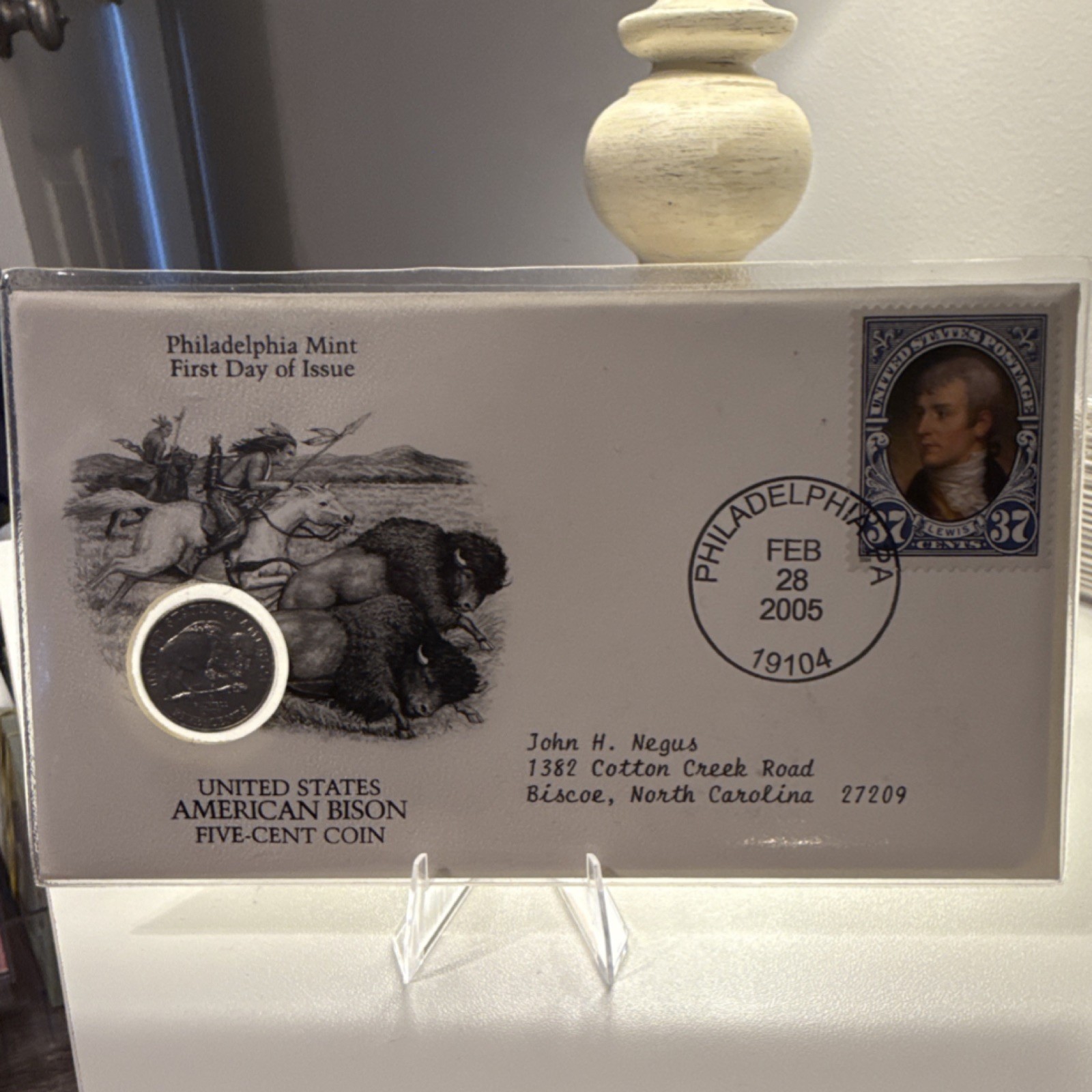 Philadelphia Mint First Day of Issue American Bison Five-Cent Coin Cover 2005