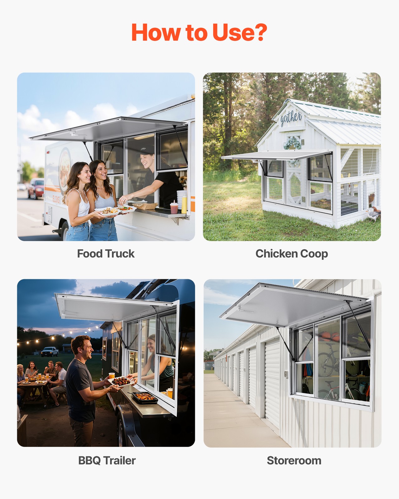 VEVOR 60x36in Concession Stand Serving Window Food Truck Service Awning Aluminum