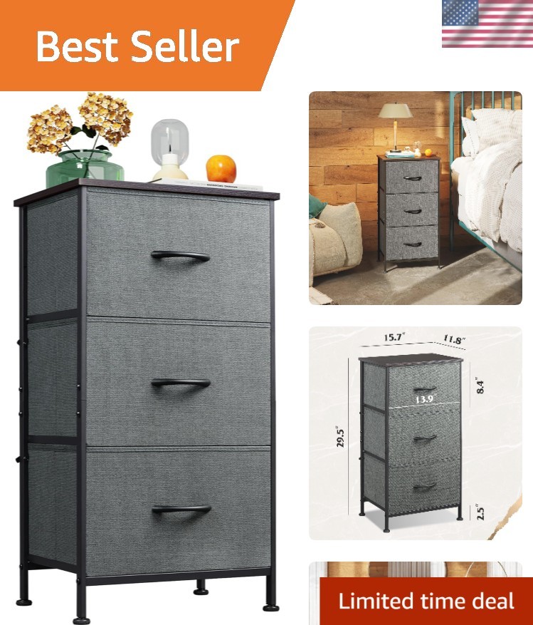 Compact 3-Drawer Storage Unit - Easy Assembly & Stylish Design for Small Spaces