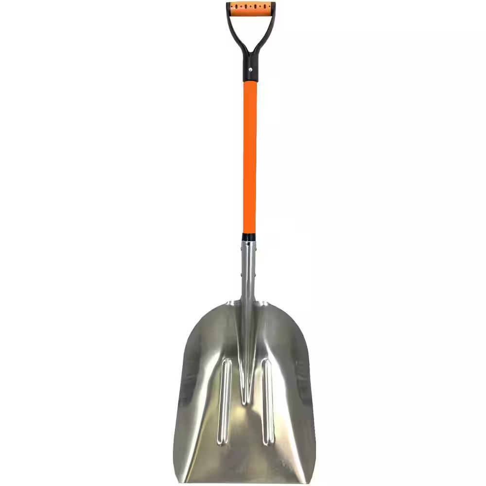 48 In. L Durable Fiberglass Handle Large Head Aluminum Scoop Shovel, Ashman Snow
