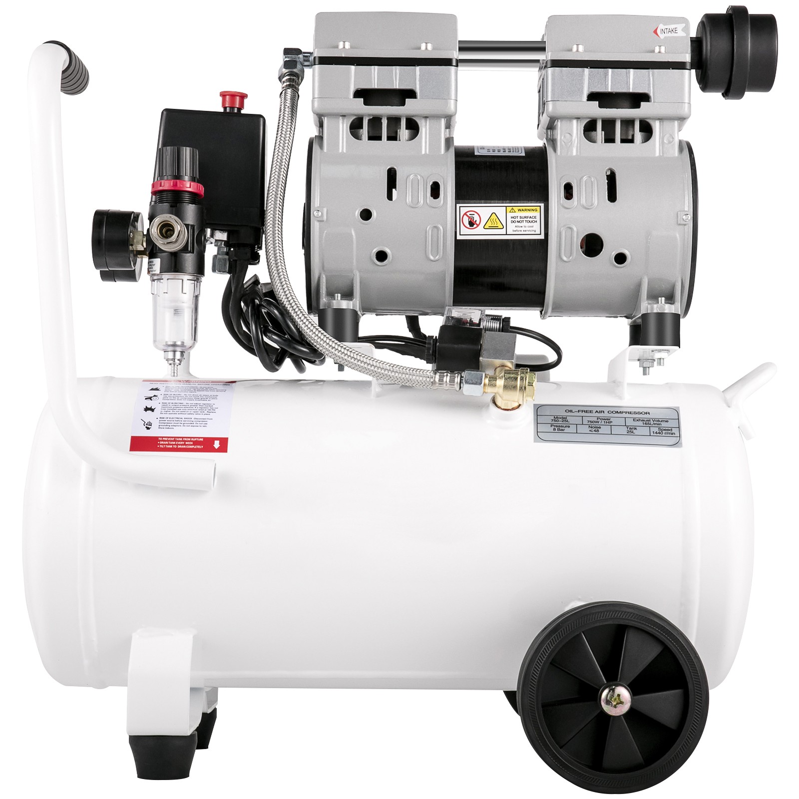 Uimoso Ultra Quiet Air Compressor 6.6 Gallon Oil Free Air Compressor 1hp 115PSI