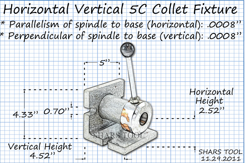 Shars Horizontal/Vertical 5C Collet Holder Fixture Chuck New M