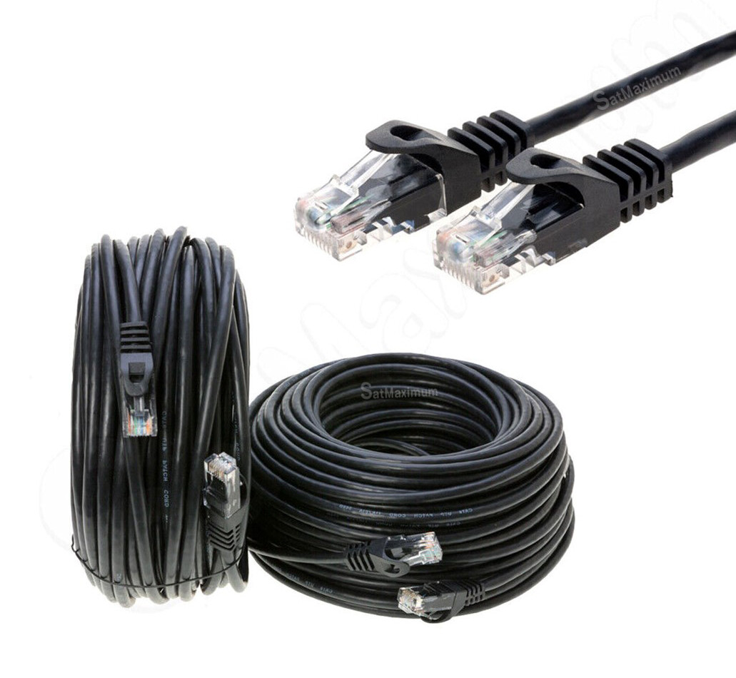 CAT5e Ethernet Patch Cable RJ-45 Internet Cord Black 25FT - 200FT Multi-Pack LOT