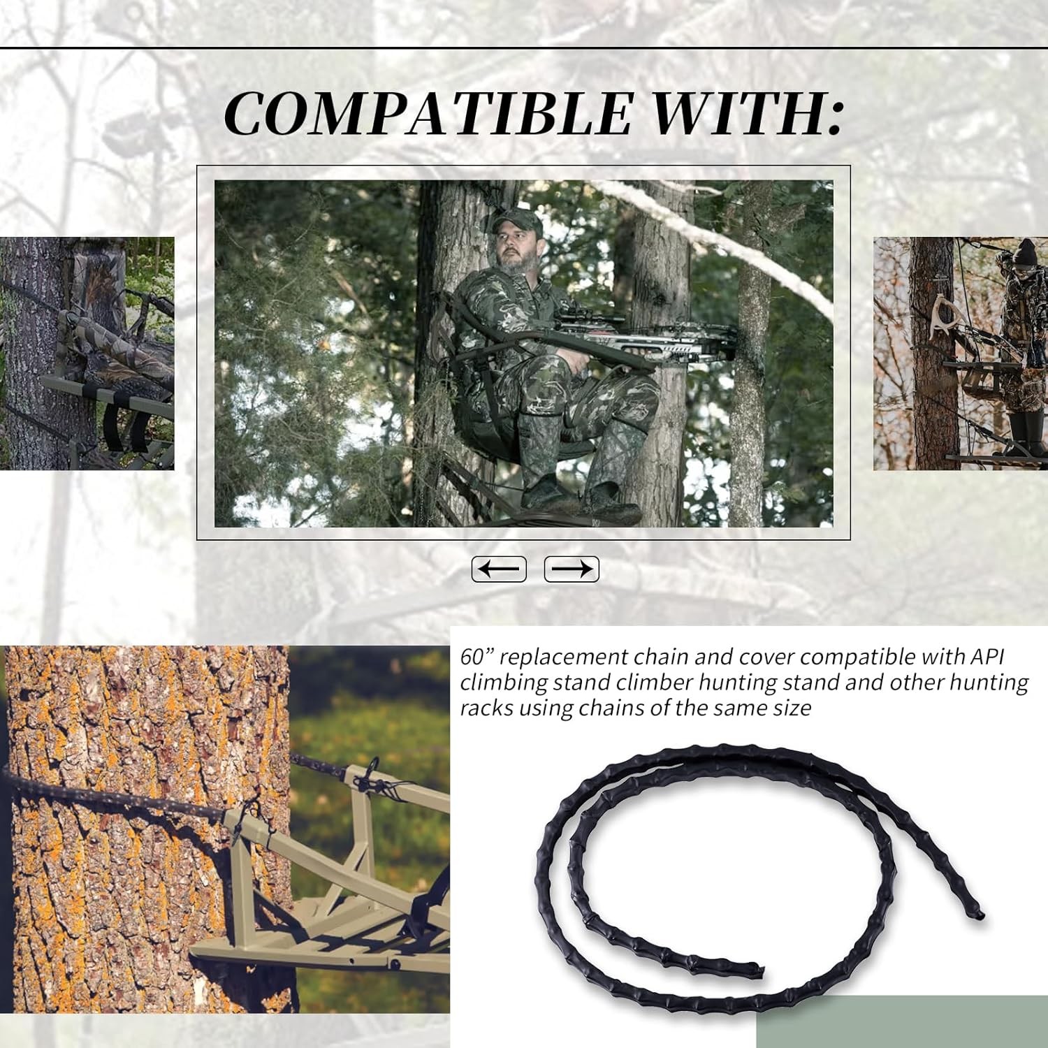 60” Replacement Chain & Cover Fits API Climbing Stand Climber Hunting Stand New