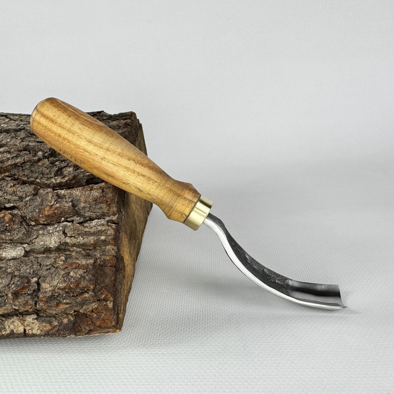 Wood Carving Gouge – Hand-Forged 52100 Steel, Ash Handle, Sharp Curved Chisel