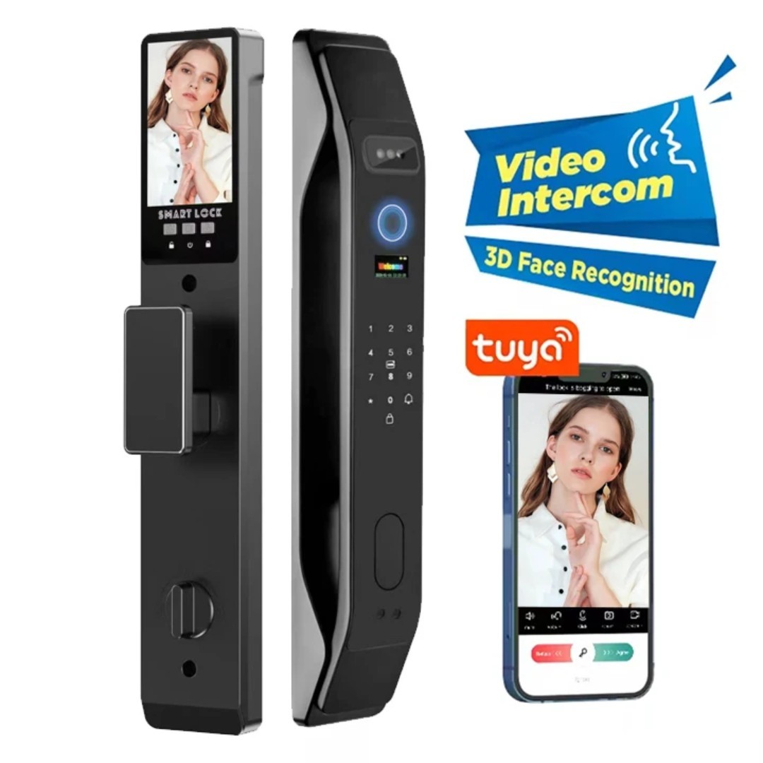 3D Face Recognition Fingerprint Password Smart Door Lock with Camera Security