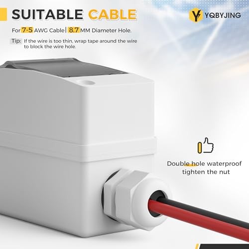 Solar Panel Disconnect Switchmp DC AC Miniature 2 Holes 500V Box & Wire 20A