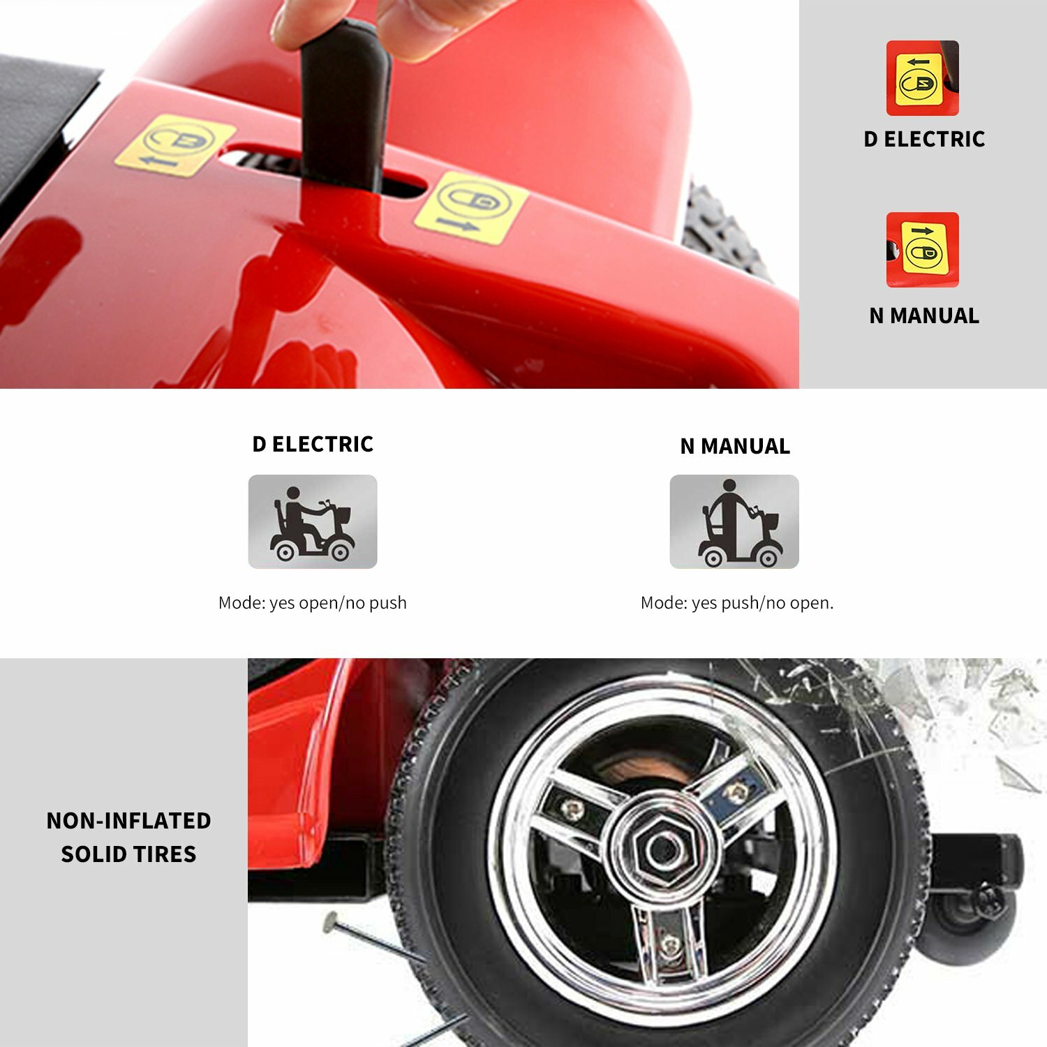 4 Wheels Mobility Scooter Power Wheel Chair Electric Device Compact for Travel