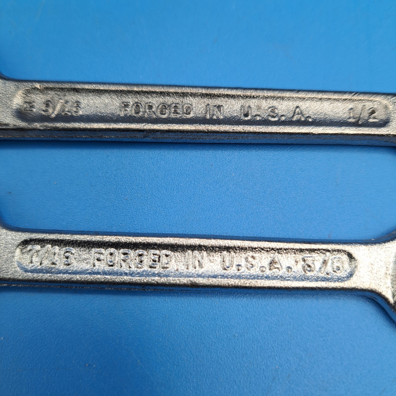 2 Dunlap Open End Wrenches, (3/8 x 7/16") ( 1/2 x 9/16"), Forged in USA
