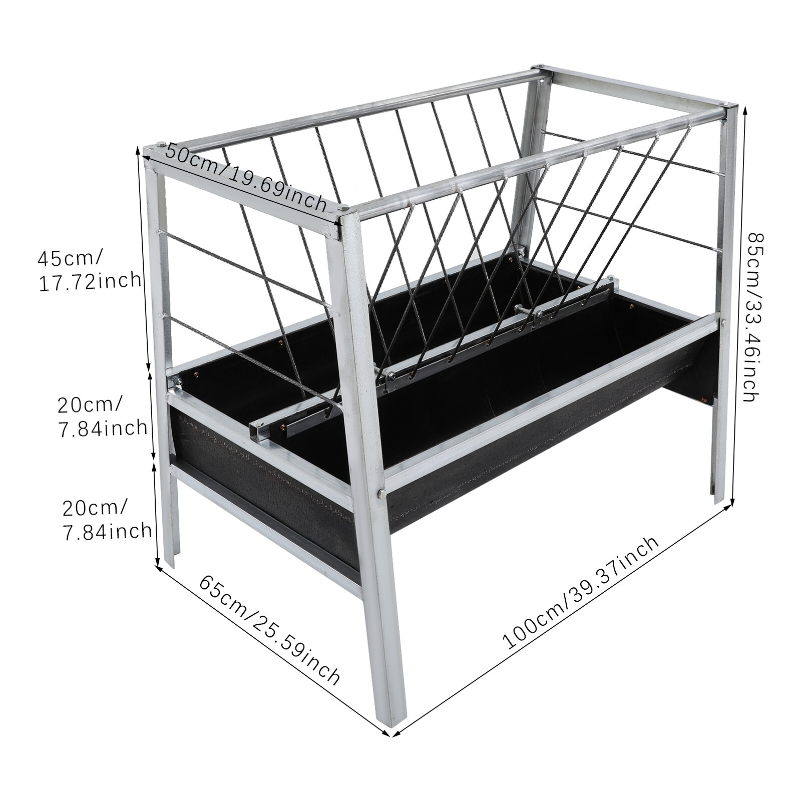 Heavy Duty Iron Steel Pasture Hay Feeder 39" For Goats, Sheep, Miniature Horses