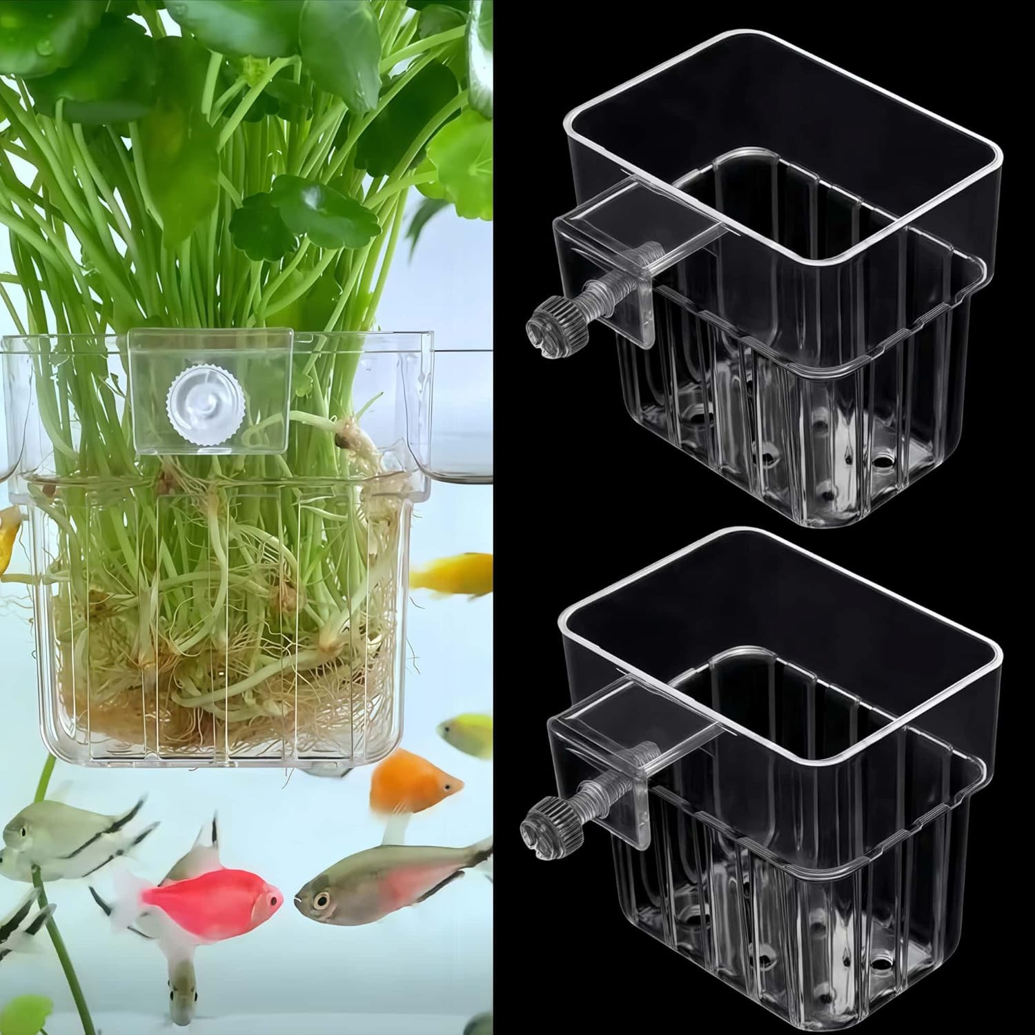 2 Pack Clear Aquarium Plant Holder Top Hanging Fish Tank Plant Holders Fits up t