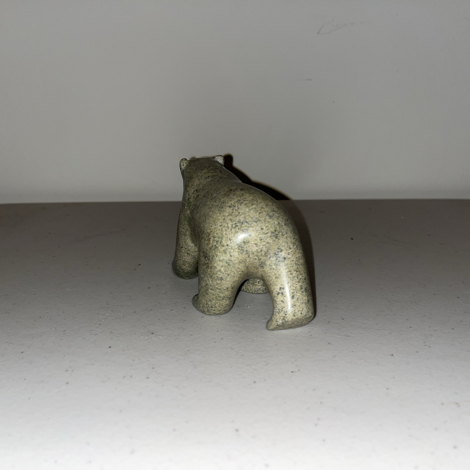 Signed Inuit Handcarved Soapstone Walking Bear
