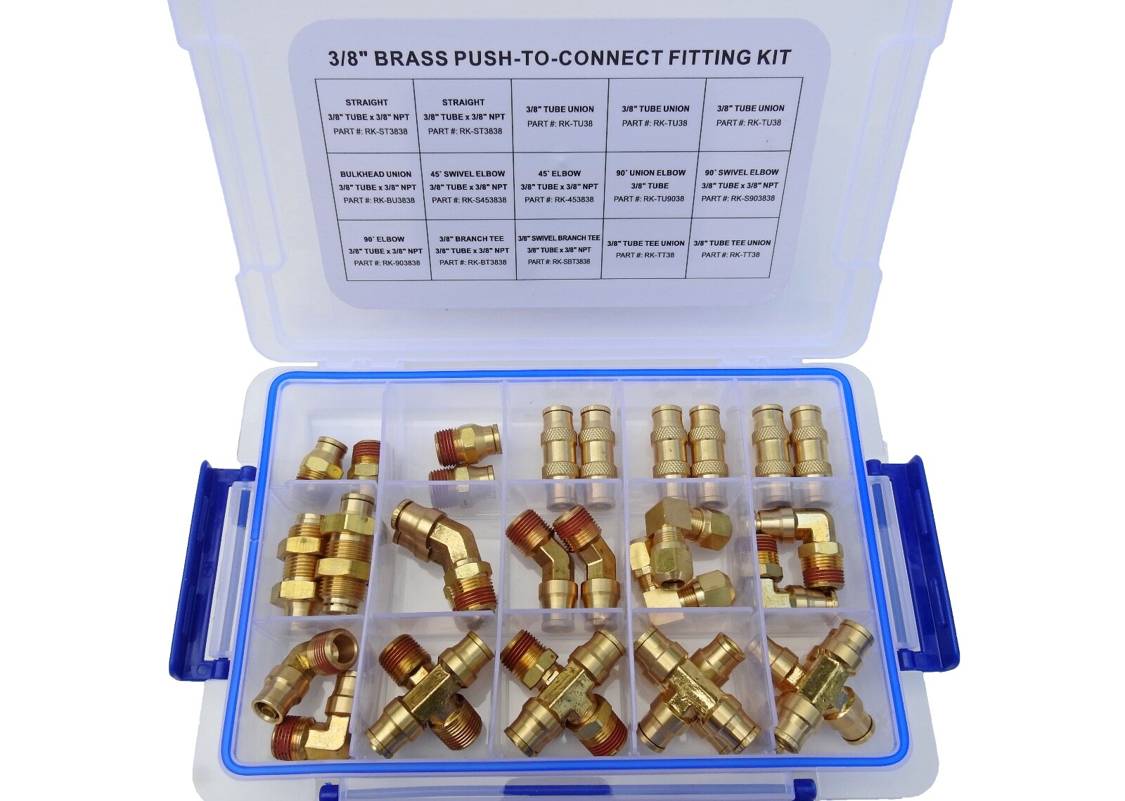 Road Superior DOT Approved Asstd 3/8” Brass Quick Connect Air Line Fitting Kit