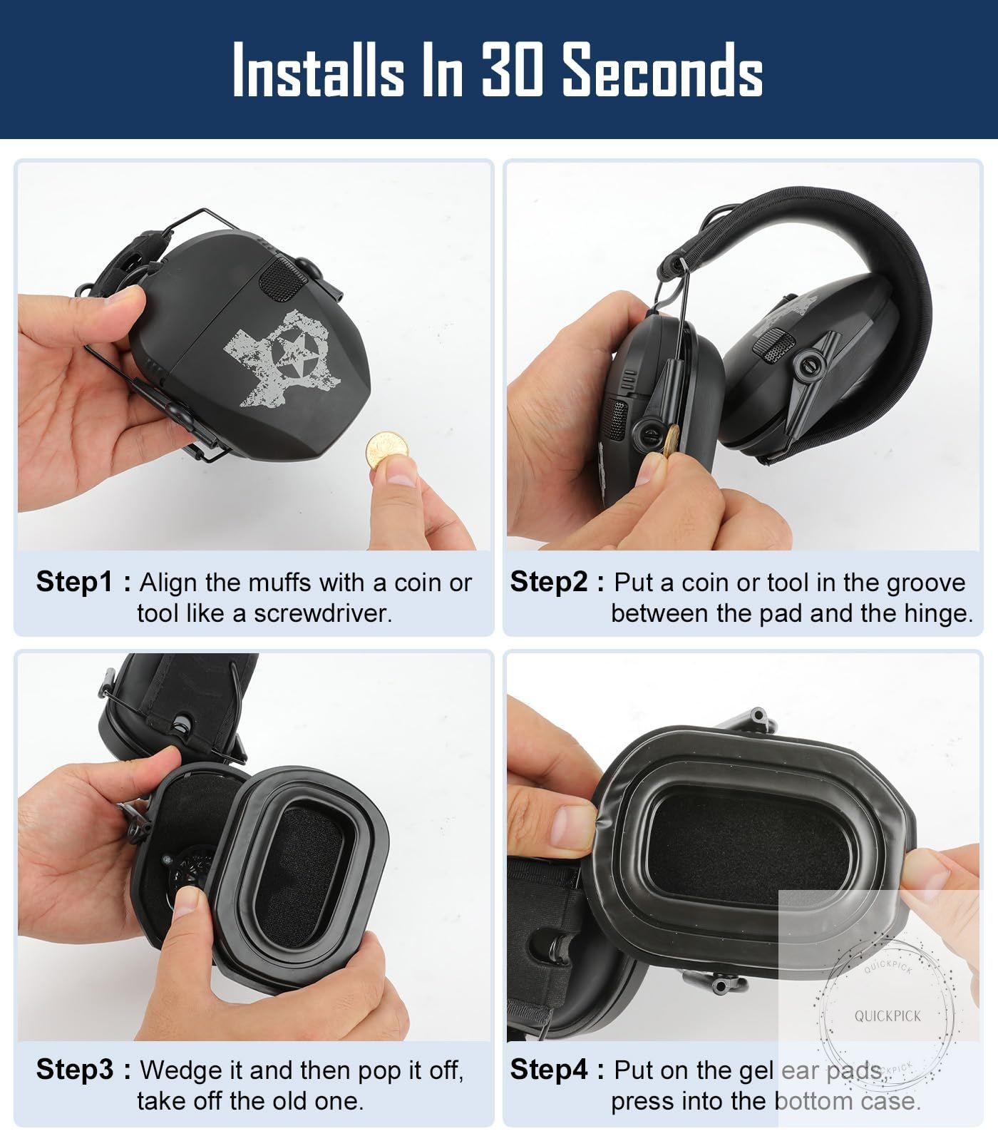 Upgraded Gel Ear Pads for Walker's Razor Earmuffs, Comfortable and Soft Replacem