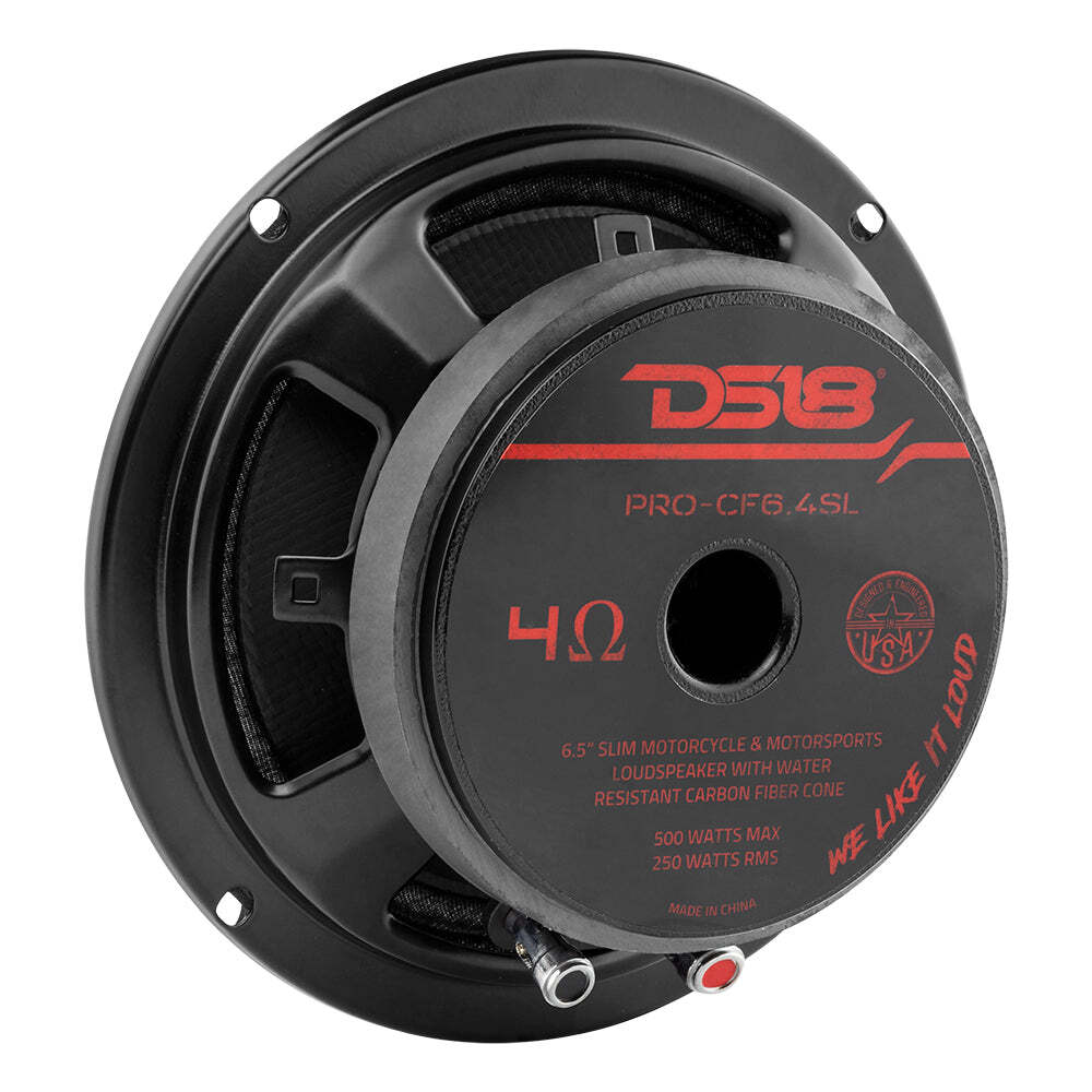 DS18 PRO-CF6.4SL 6.5" Slim Motorcycle Speaker 250W Carbon Fiber Water Resistant