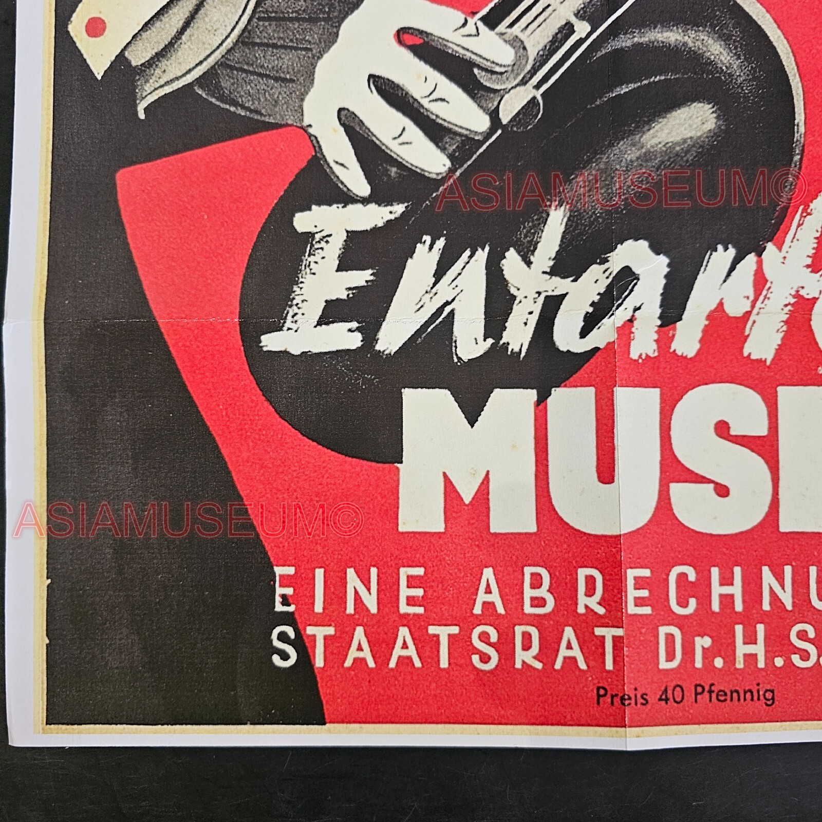 1944 WW2 USA AMERICA ENTARTETE MUSIC MONKEY SAXAPHONE WAR PROPAGANDA POSTER G137