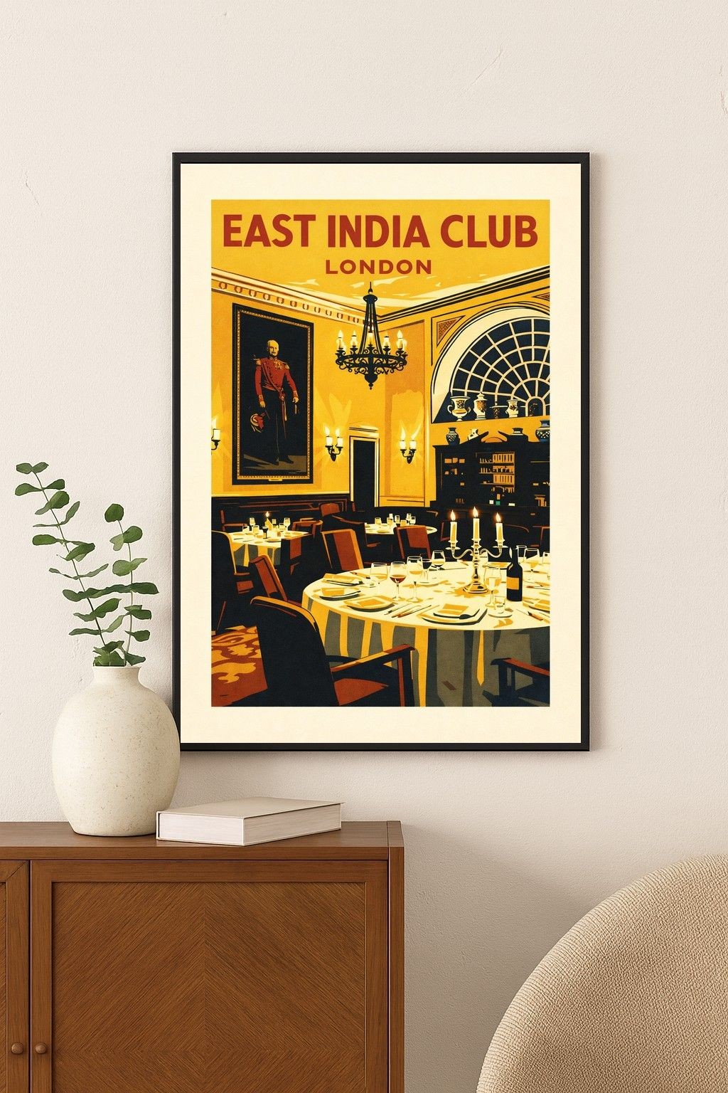 East India Club London Poster 🏛️ - Elegant Dining Room Scene - 24x36” -