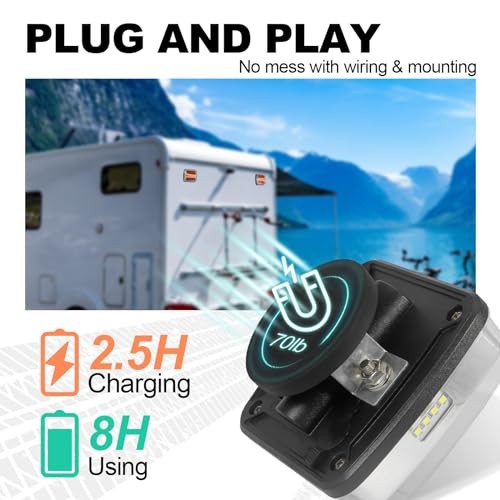 Magnetic Wireless Trailer Lights, Rechargeable LED Trailer Light for Black