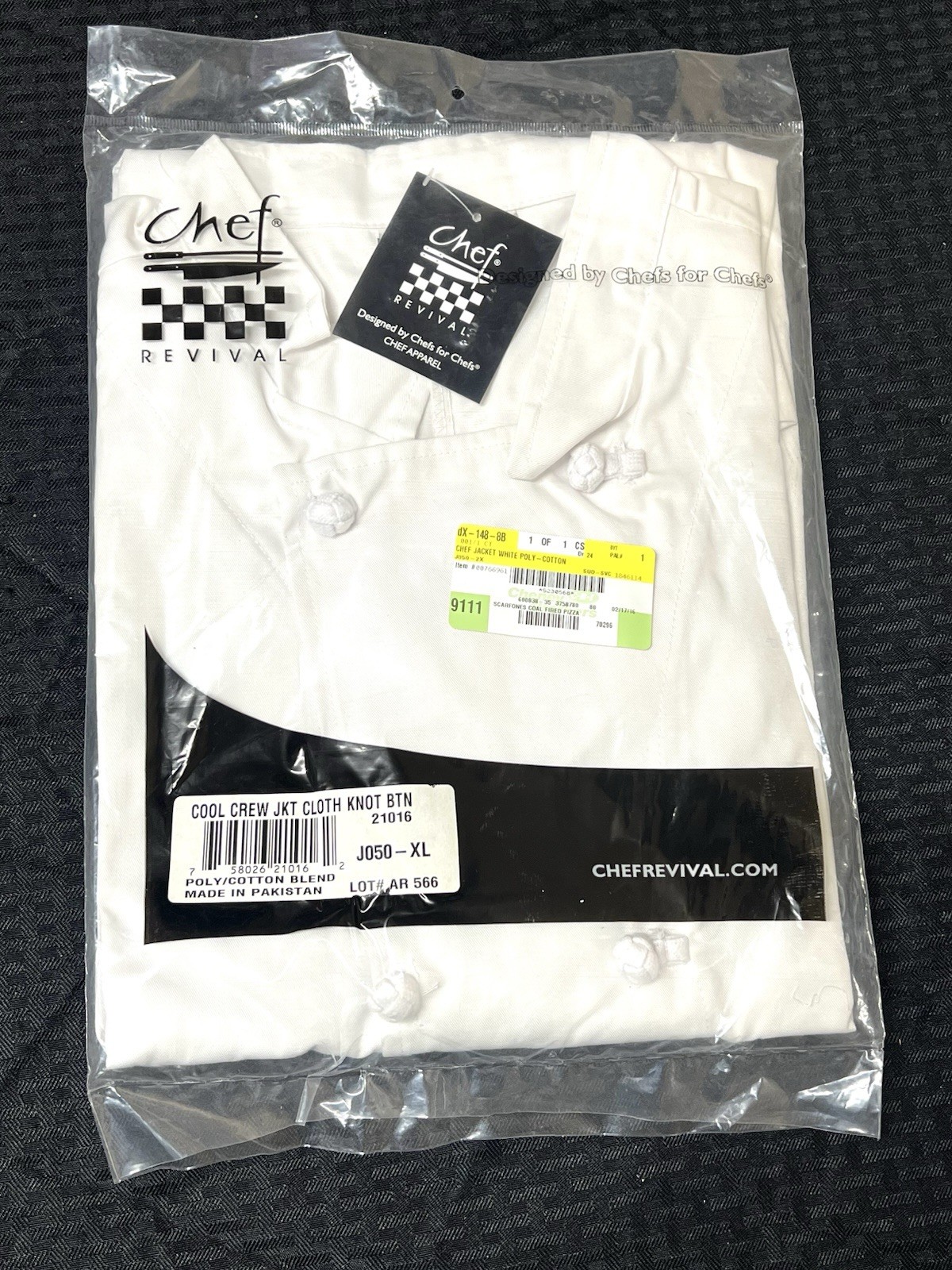 Chef Revival Chef's Cool Crew Jacket XL Chef Coat, Qty 4