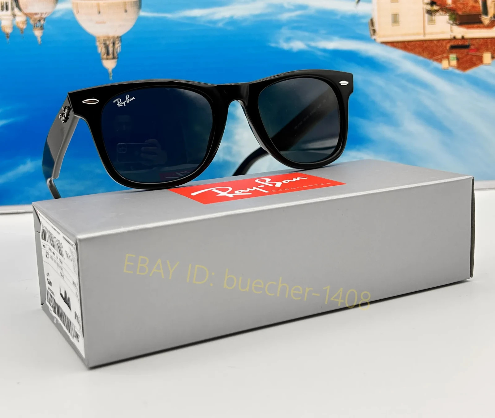 Ray-Ban RB2140 Wayfarer Sunglasses Black Frame Grey Lens 50mm Classic Men Women