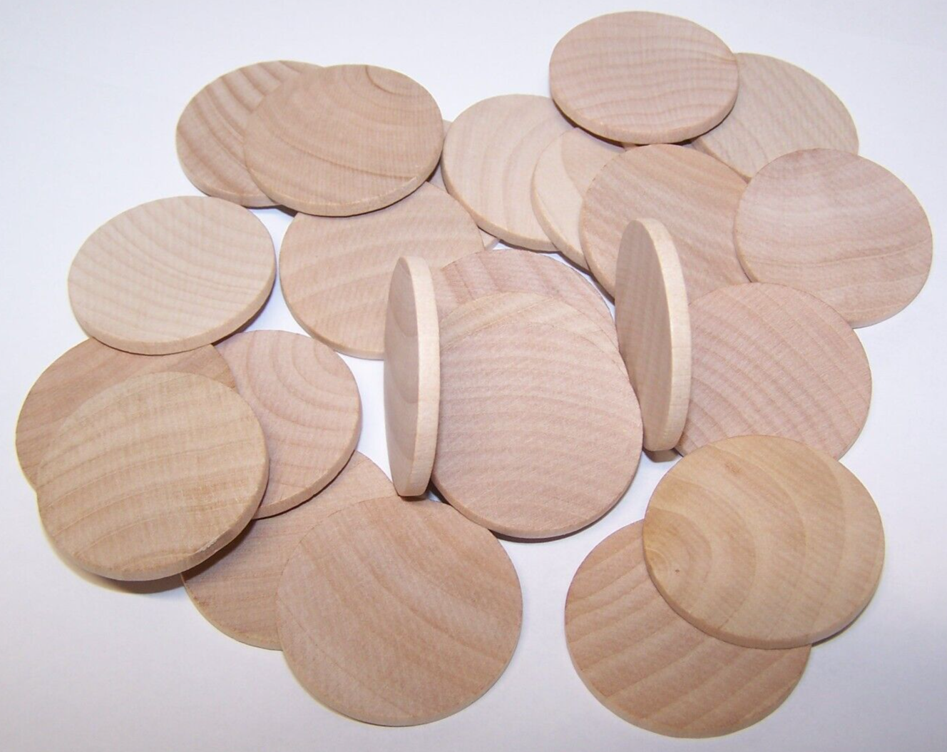 25 Natural Unfinished HardWood 1-1/2" Wood Circles Discs Wooden Crafts Spacers