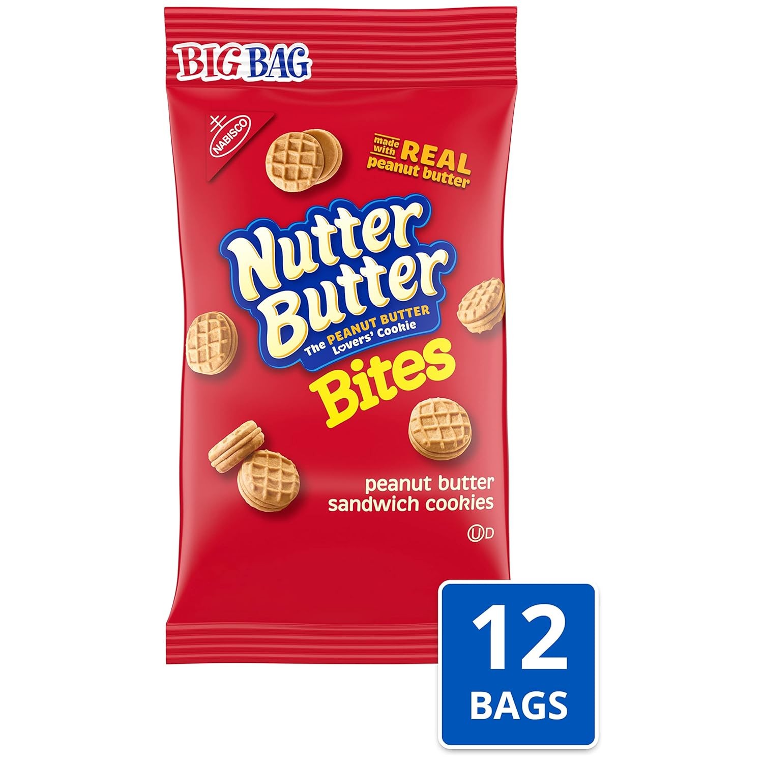 Nutter Butter Bites Peanut Sandwich Cookies, Big 3 Ounce (Pack of 12)