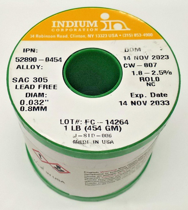NEW Open Box Indium WIREFC-52890-0454 CW-807 Flux-Cored Wire SAC 305 N1953 C9