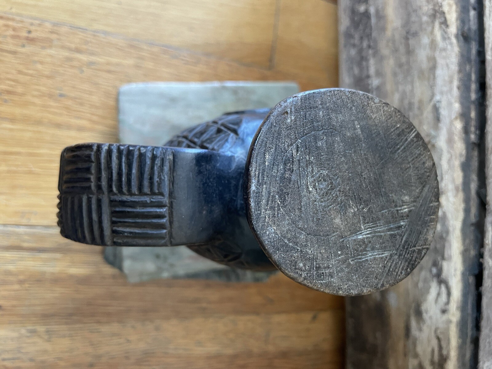 Vintage / Antique African Kuba Cup Wood Carved Palm Wine DRC Ceremonial Signed!