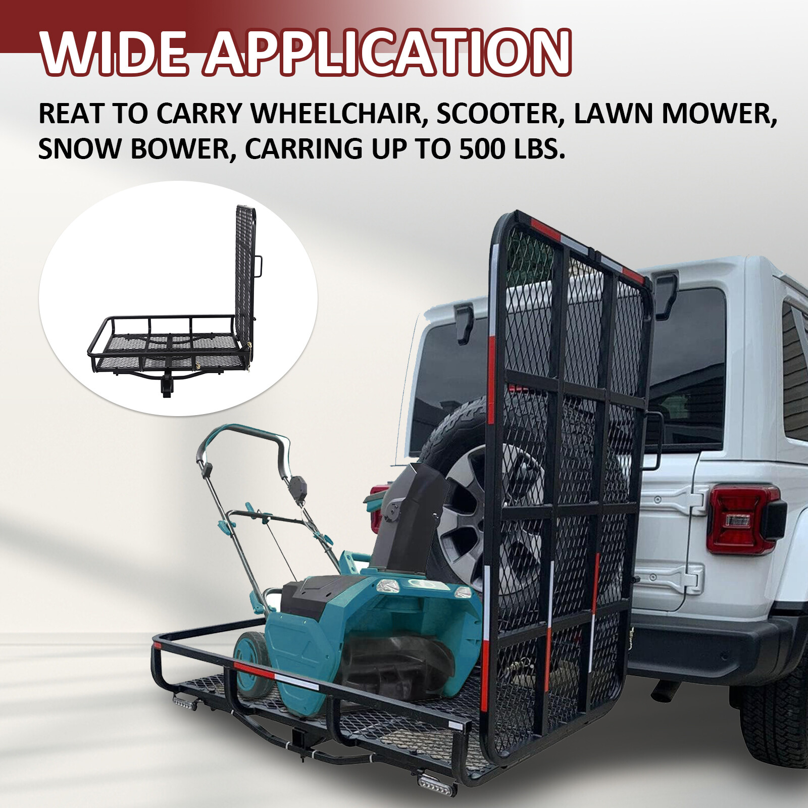 500LBS Mobility Carrier Wheelchair Scooter Rack Disability Medical Ramp Hitch