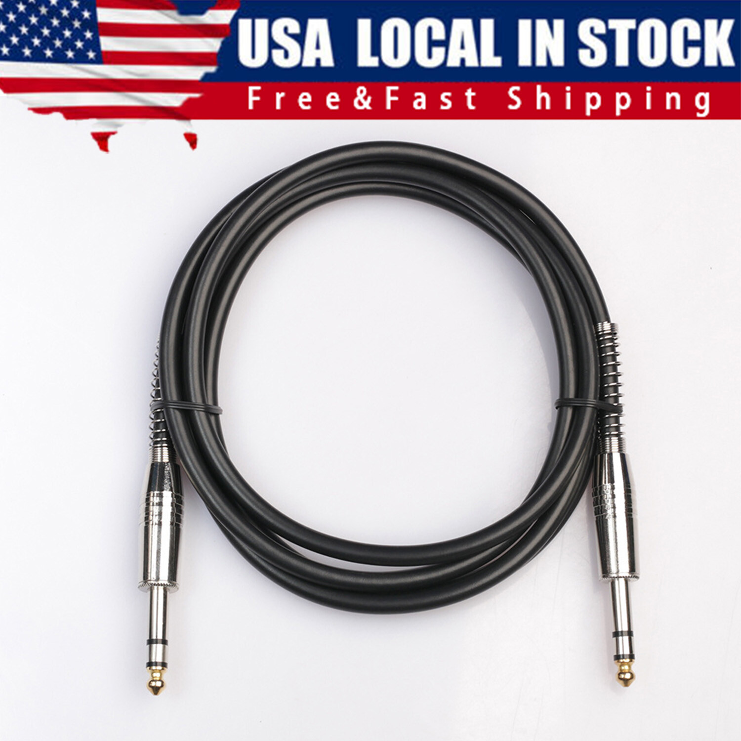 6FT Stereo Cable  1/4 Inch Male Trs Speaker Amp Noiseless Guitar Cable