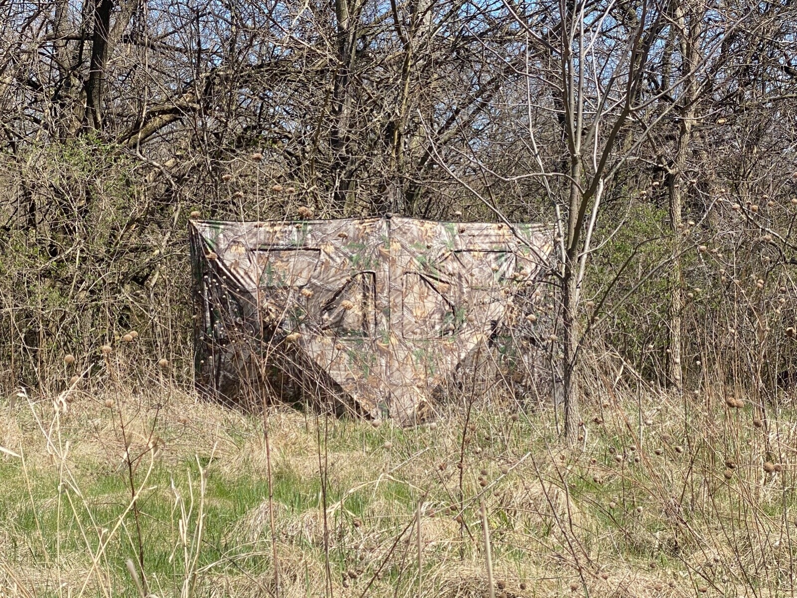 Turkey Hunting Blind Real Tree Camo Portable 2 Sided Hub Panel Stake Out Deer