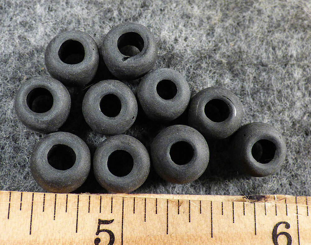(10) Crow Indian Original Matte Black Padre Glass Trade Beads Fur Trade Era