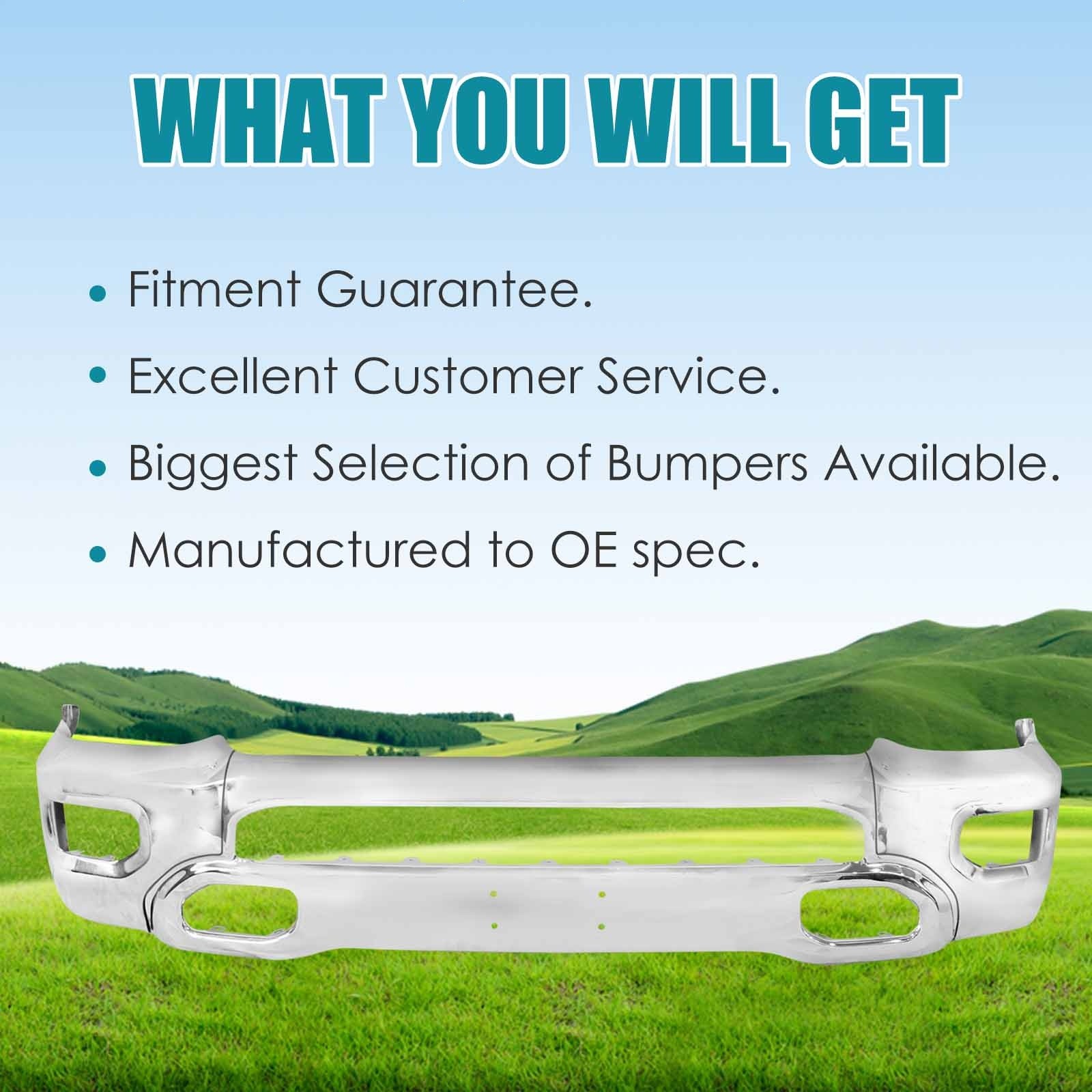 Steel Front Bumper Face Bar For 2019-2023 RAM 1500 Chrome CH1002407