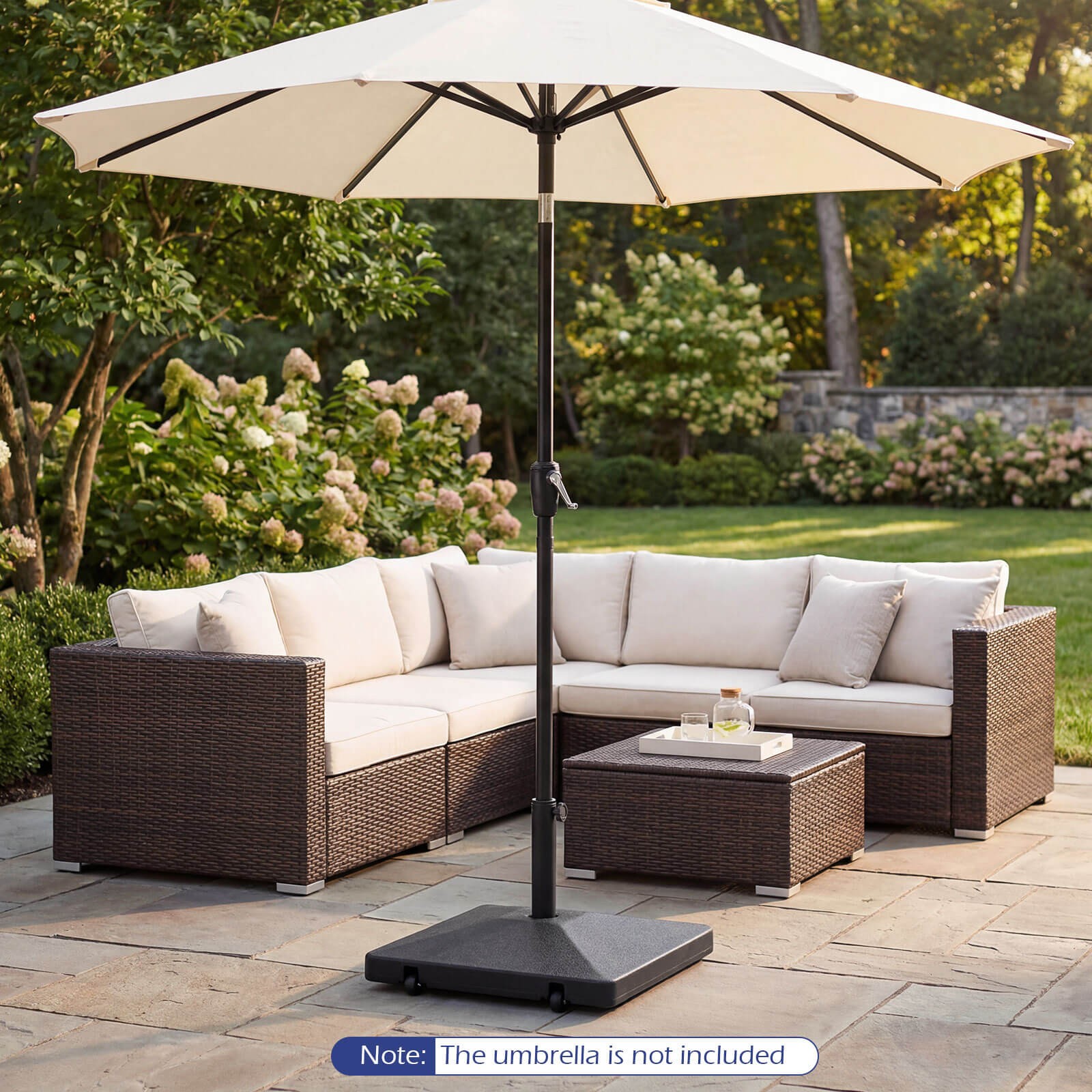 Fillable Umbrella Base 90 LBS Heavy Duty with 2 Wheels, Water/Sand Filled