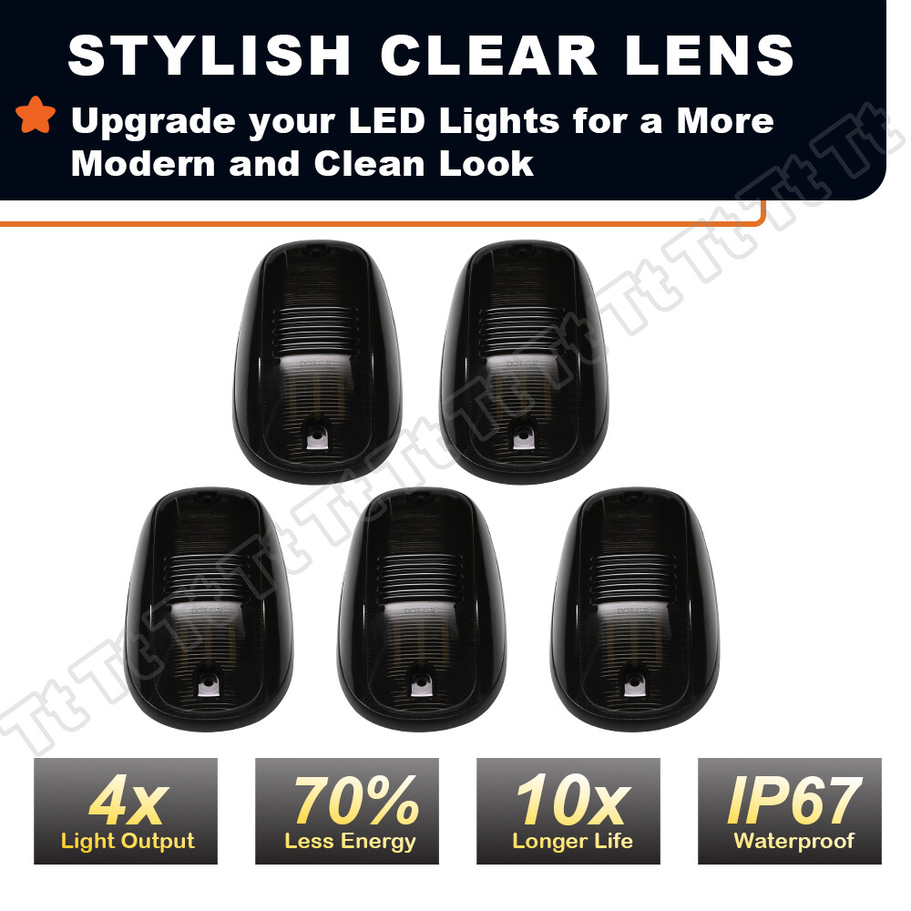5x For Dodge RAM 1500 2500 3500 Smoked Rooftop Cab Running Marker Light LED
